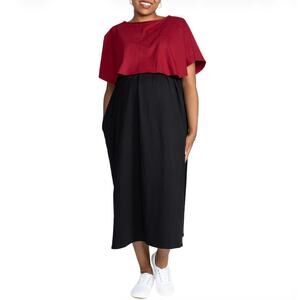 Svaha Maroon & Black Cape Collar Maxi Dress NWT Size Large